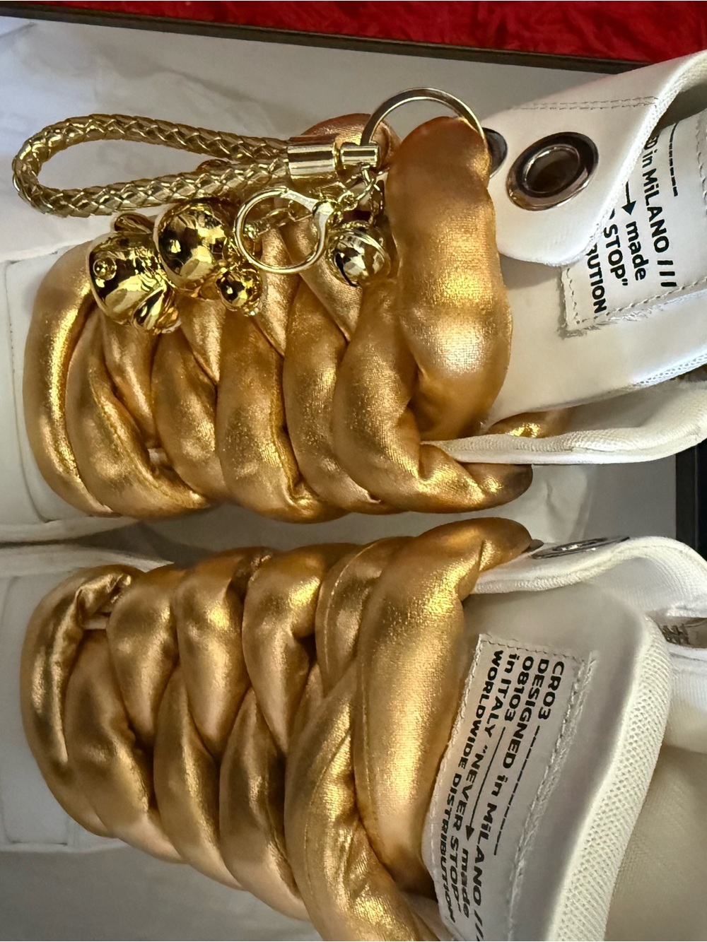 Gold Braided Chain High Top with Metallic Charm